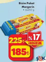 ÜLKER BİZİM PAKET MARGARİN 6X250 G fiyat ve kampanya bilgisi